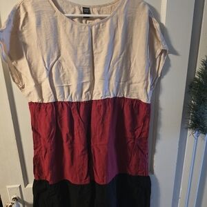 Colorblock Dress in Pink, Red, and Black